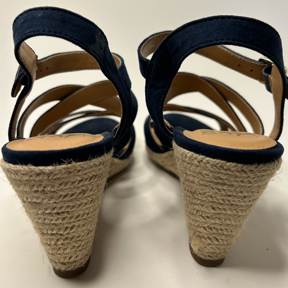 DV8 Dolce Vita Blue Suede Open Toe Strappy Espadrille Wedge Sandal Size 8.5 - Picture 6 of 12